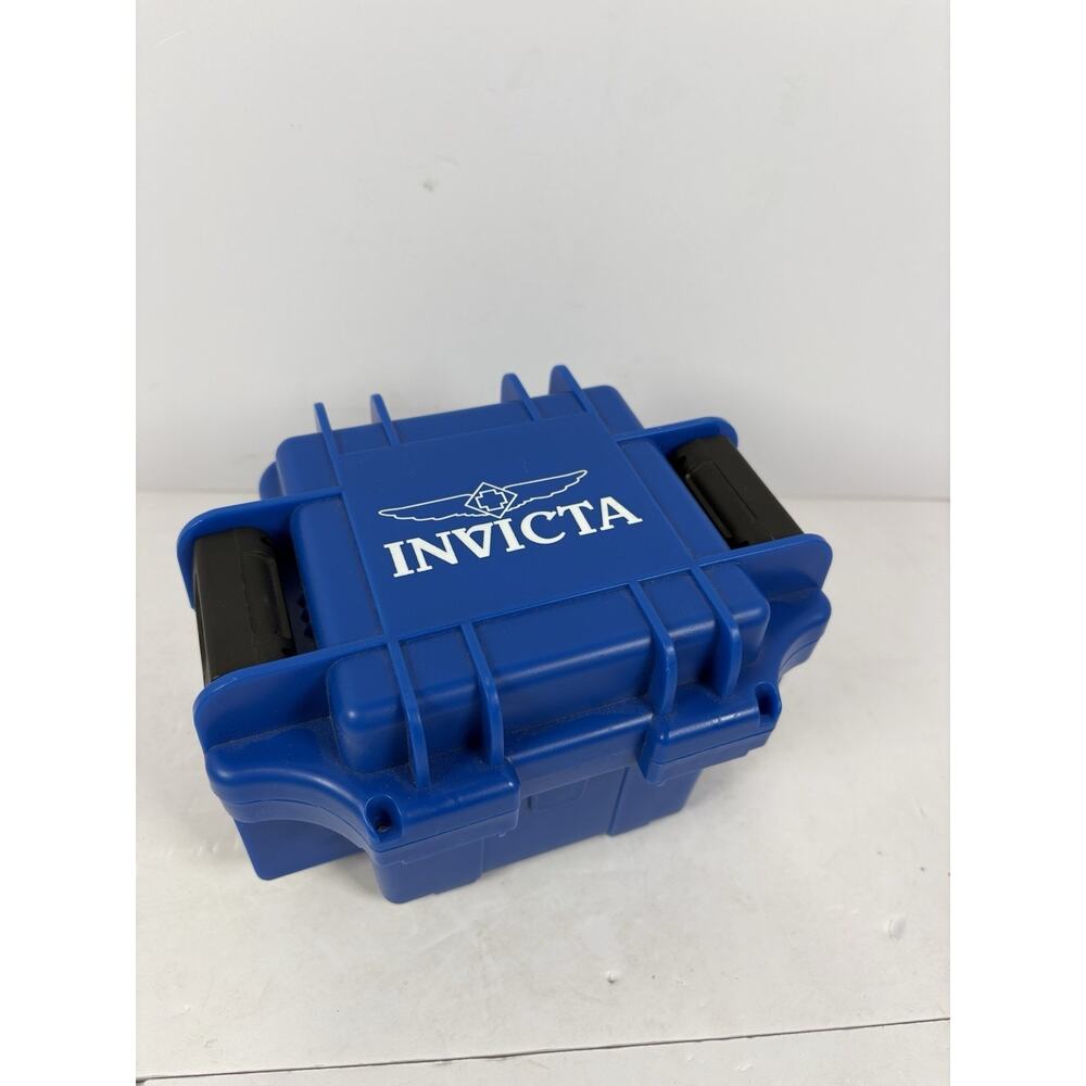 Invicta Single Slot Waterproof Collector's Dive Case/ Watch Box Blue / White